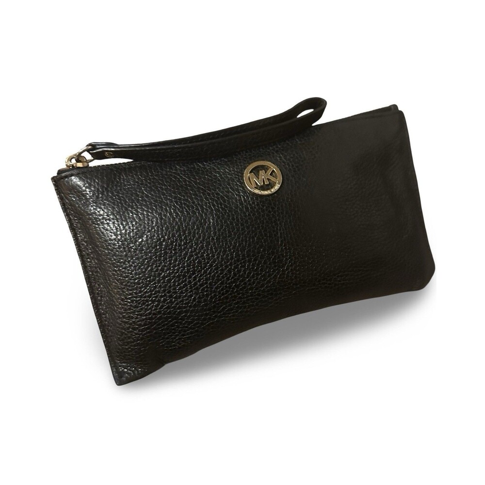Michael Kors Fulton Black Large Zip Clutch Wristlet
